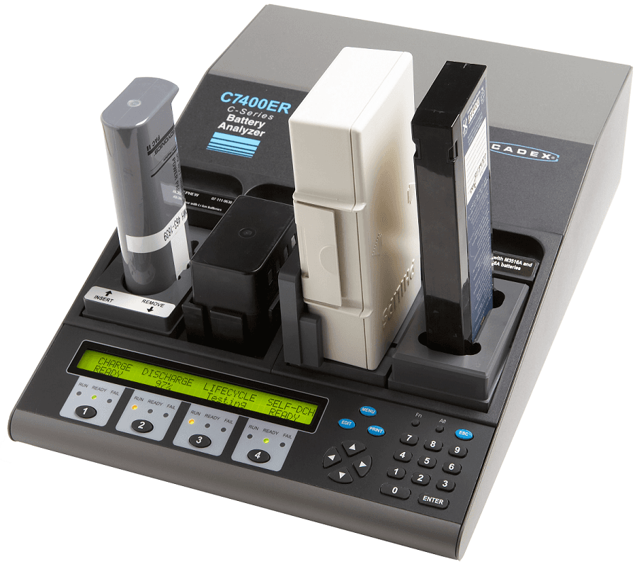 Analyseur de batterie Cadex C7400ER-C avec 4 supports, logiciel, scanner, imprimante AVBM4ER-B