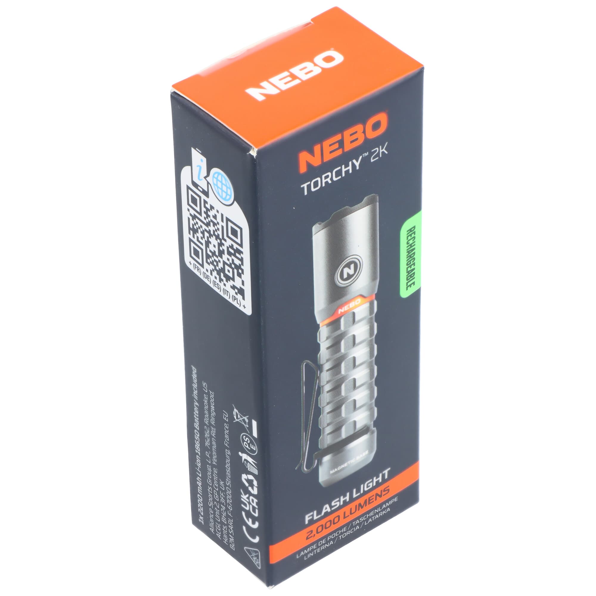 NEBO NEB-0033-G TORCHY 2K (USB C) – Lampe de poche 2000 lumens dans une boîte