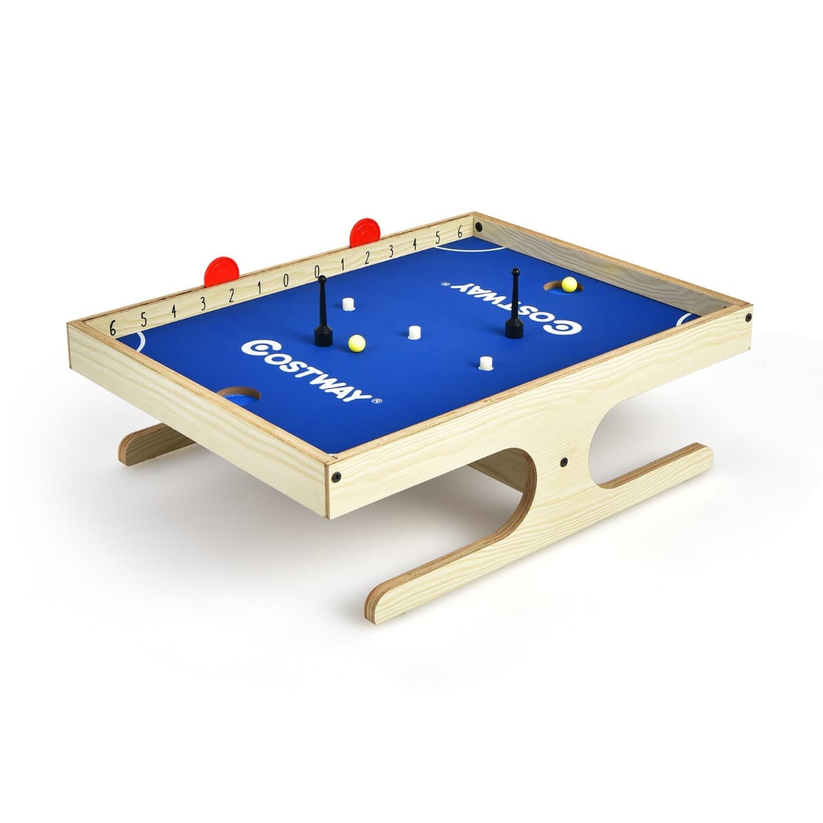 CostwayJeu de Table Jeu de Société Magnétique pour 2 Joueurs Mini Baby-Foot avec 2 Boules et 2 Poignées 45 x 33,5 x 14 CM