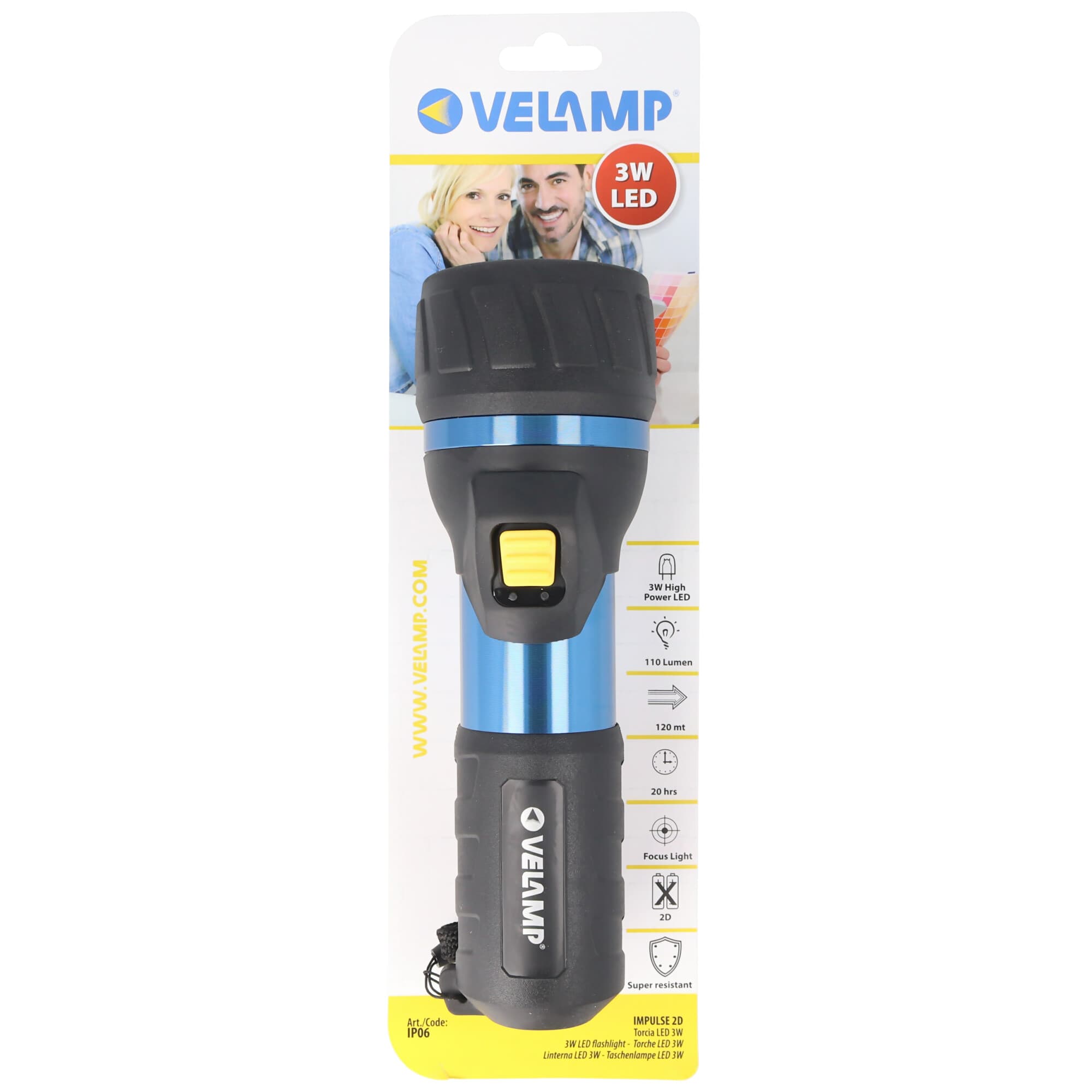 Lampe torche LED haute puissance de 110 lumens, 3W, étanche et antichoc, piles comprises