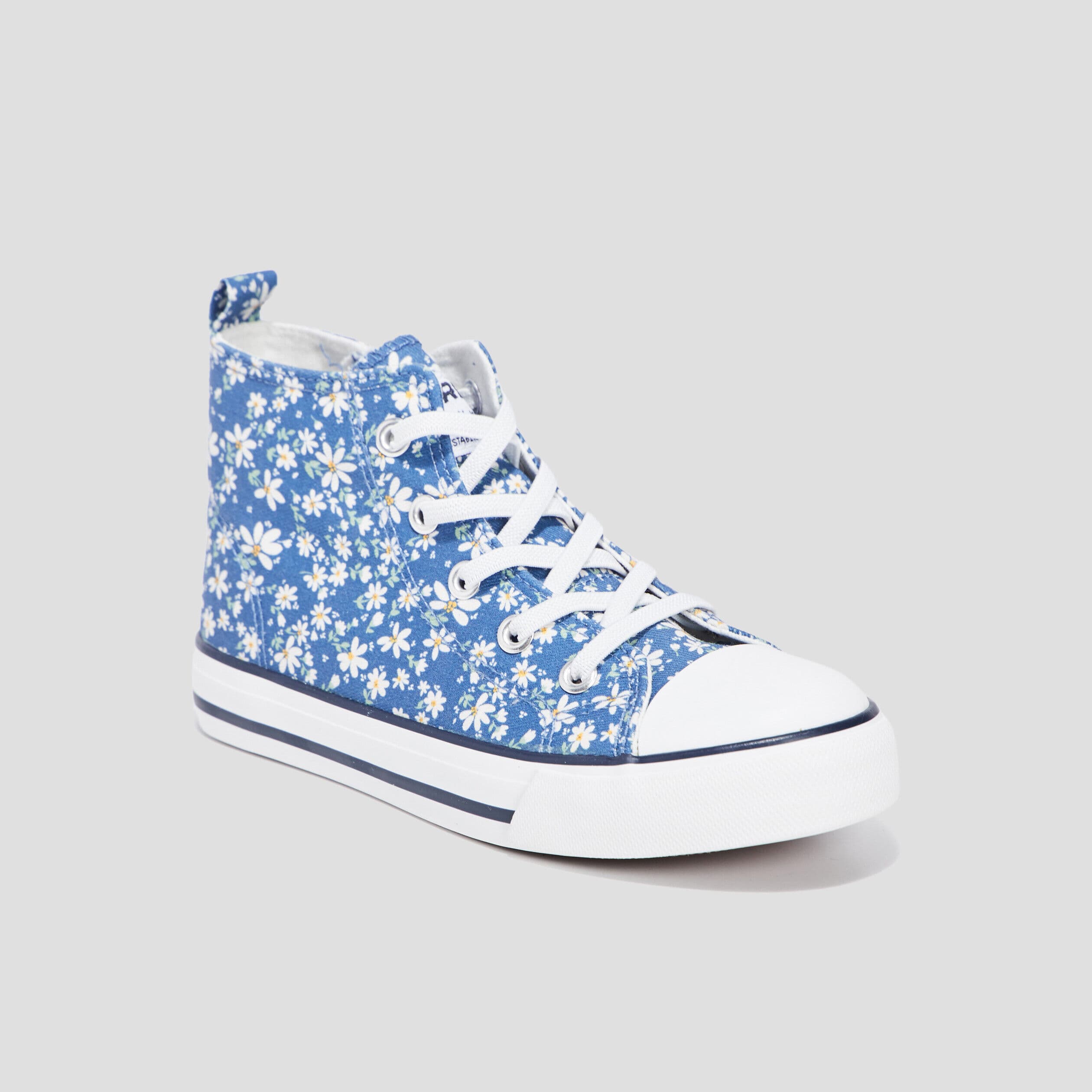 Tennis montantes en toile bout renforcé bleu fille